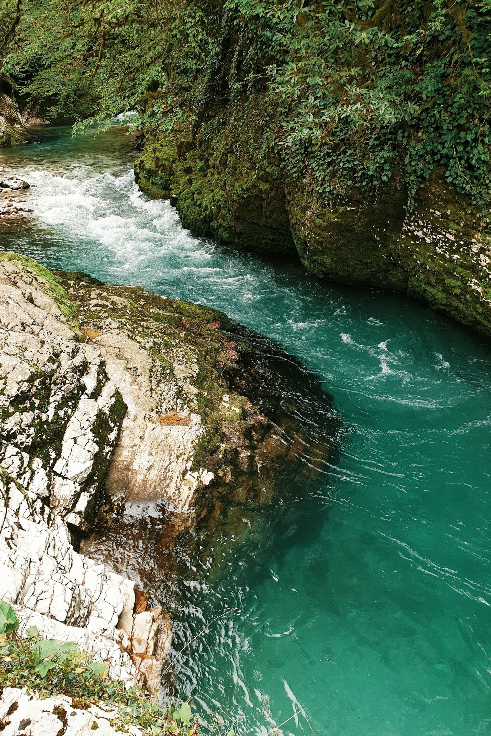 Turquoise river canyon near Kutaisi in western Georgia